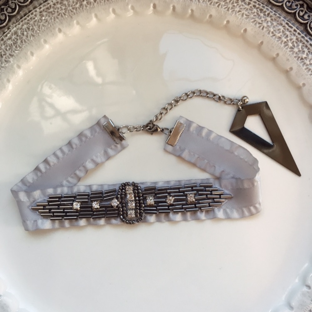 Gunmetal Crystal Choker